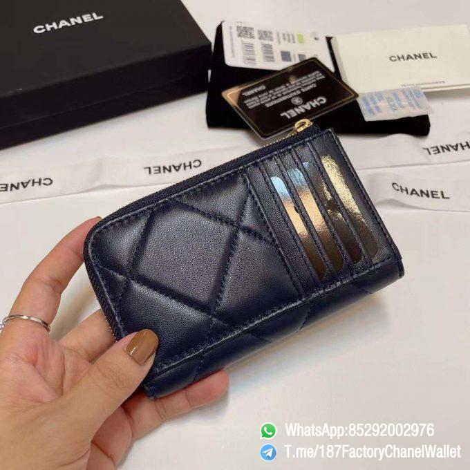 187 Factory Chanel Wallet 19 Zipped Card Holder Abysse Blue Gold Tone Ruthenium Finish Metal 04