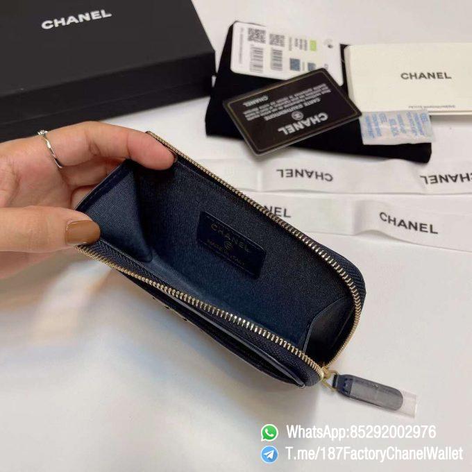 187 Factory Chanel Wallet 19 Zipped Card Holder Abysse Blue Gold Tone Ruthenium Finish Metal 06