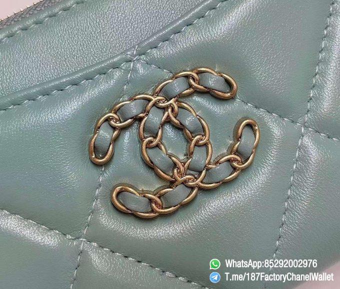 187 Factory Chanel Wallet 19 Zipped Card Holder Aqua Gold Tone Ruthenium Finish Metal 05