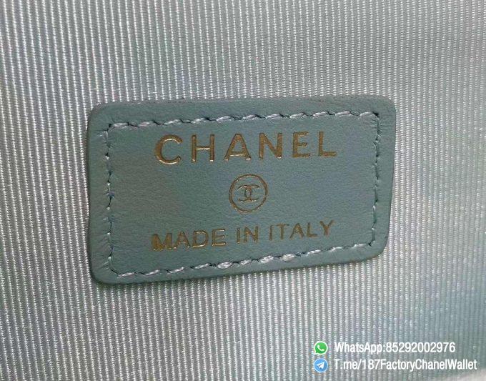 187 Factory Chanel Wallet 19 Zipped Card Holder Aqua Gold Tone Ruthenium Finish Metal 09