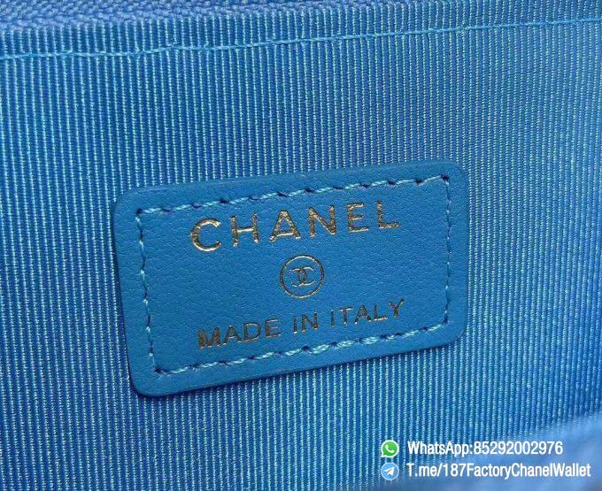 187 Factory Chanel Wallet 19 Zipped Card Holder Blue Gold Tone Ruthenium Finish Metal 09