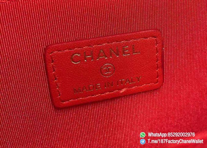 187 Factory Chanel Wallet 19 Zipped Card Holder Bright Red Gold Tone Ruthenium Finish Metal 08