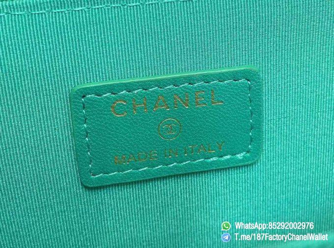 187 Factory Chanel Wallet 19 Zipped Card Holder Green Gold Tone Ruthenium Finish Metal 09