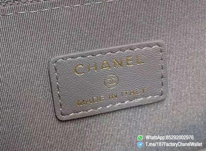 187 Factory Chanel Wallet 19 Zipped Card Holder Grey Gold Tone Ruthenium Finish Metal 09