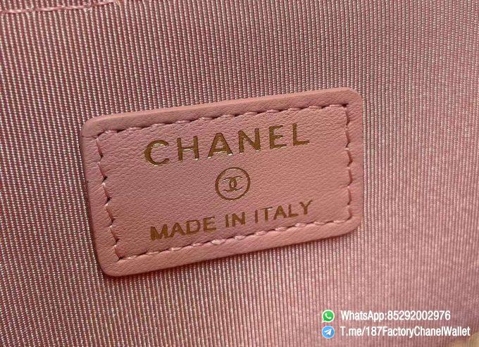 187 Factory Chanel Wallet 19 Zipped Card Holder Pink Gold Tone Ruthenium Finish Metal 09