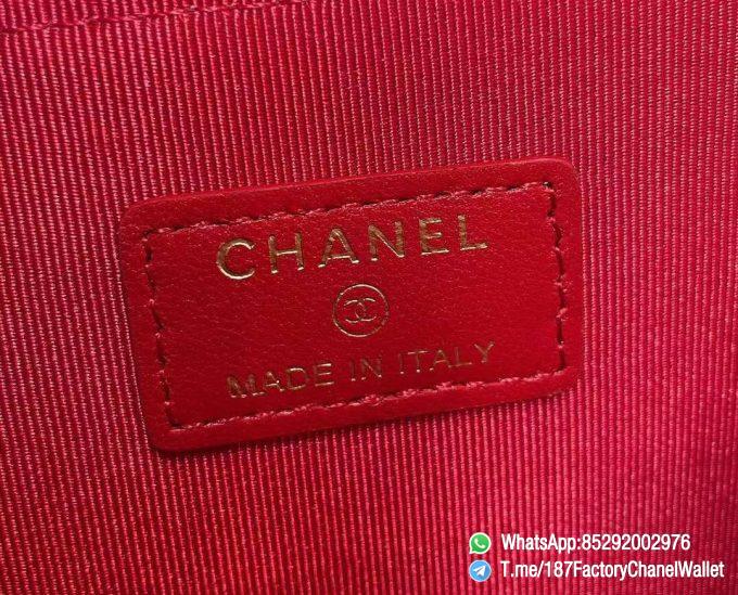 187 Factory Chanel Wallet 19 Zipped Card Holder Red Gold Tone Ruthenium Finish Metal 09