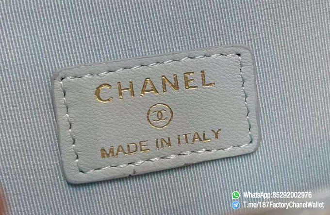 187 Factory Chanel Wallet 19 Zipped Card Holder Sky Blue Gold Tone Ruthenium Finish Metal 09