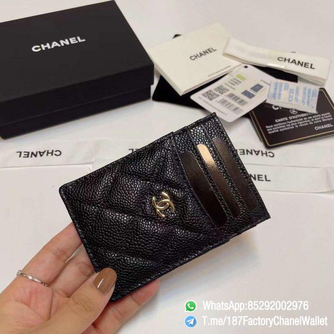 187 Factory Chanel Classic Card Holder Black Grained Calfskin Gold Tone Metal 02 1