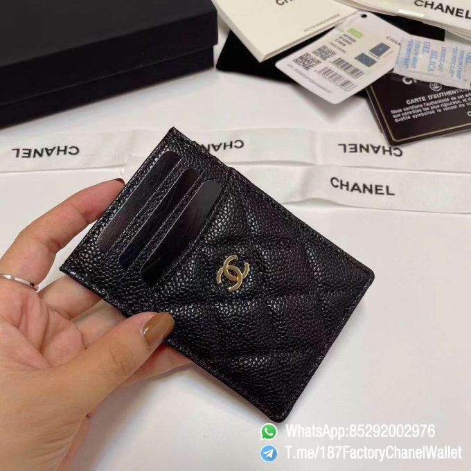 187 Factory Chanel Classic Card Holder Black Grained Calfskin Gold Tone Metal 03 1