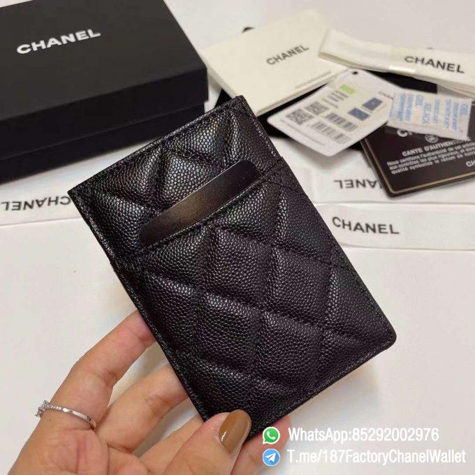 187 Factory Chanel Classic Card Holder Black Grained Calfskin Gold Tone Metal 03