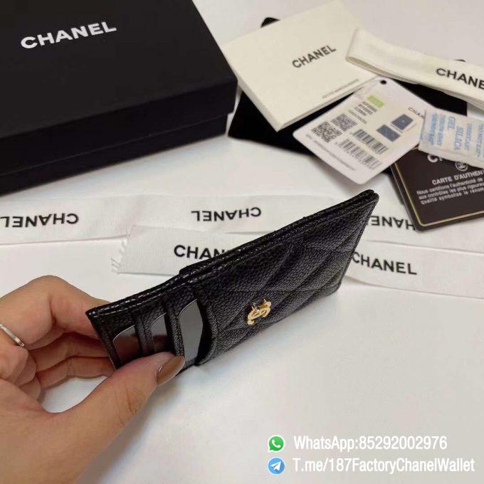 187 Factory Chanel Classic Card Holder Black Grained Calfskin Gold Tone Metal 06 1