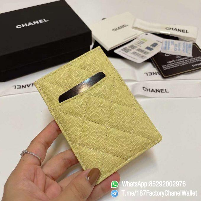 187 Factory Chanel Classic Card Holder Jaune Poussin Yellow Grained Shiny Gold Tone Metal 05