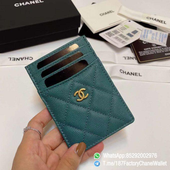 187 Factory Chanel Classic Card Holder Malachite Green Grained Shiny Gold Tone Metal 01