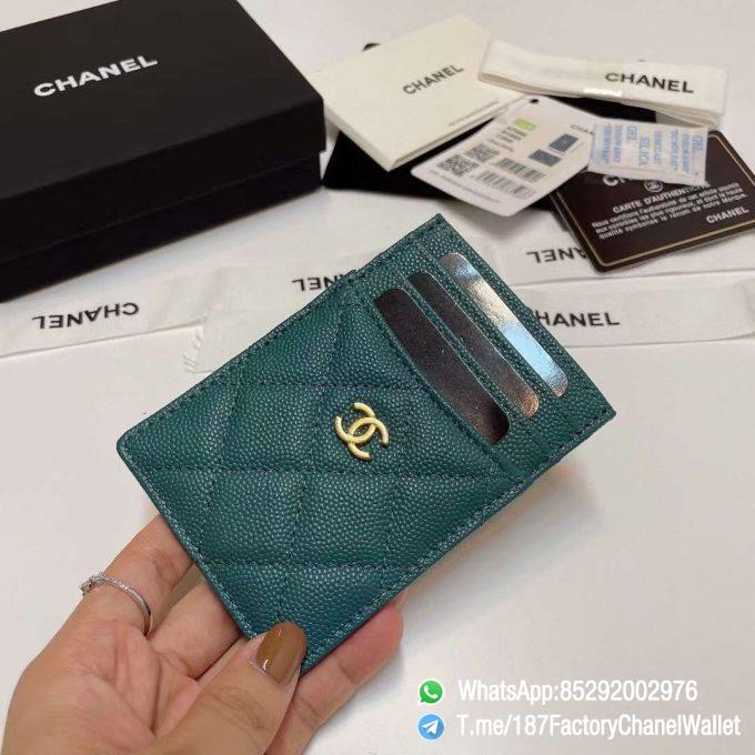 187 Factory Chanel Classic Card Holder Malachite Green Grained Shiny Gold Tone Metal 02