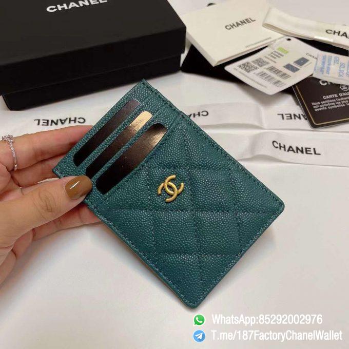 187 Factory Chanel Classic Card Holder Malachite Green Grained Shiny Gold Tone Metal 03