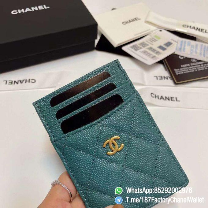 187 Factory Chanel Classic Card Holder Malachite Green Grained Shiny Gold Tone Metal 04