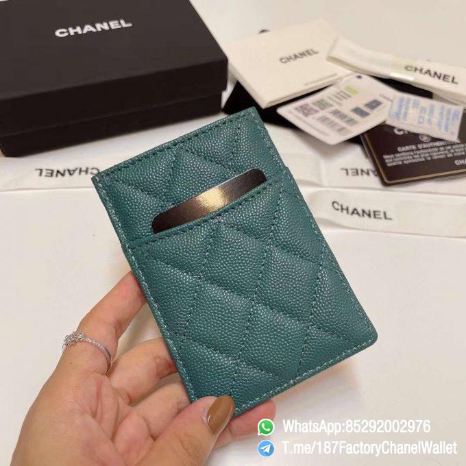 187 Factory Chanel Classic Card Holder Malachite Green Grained Shiny Gold Tone Metal 05