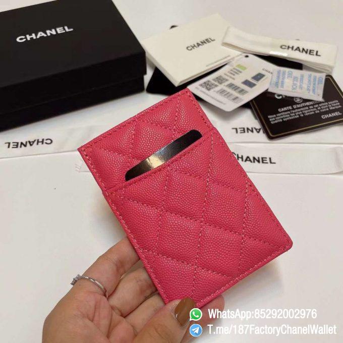 187 Factory Chanel Classic Card Holder Premiere Dame Red Grained Shiny Gold Tone Metal 05