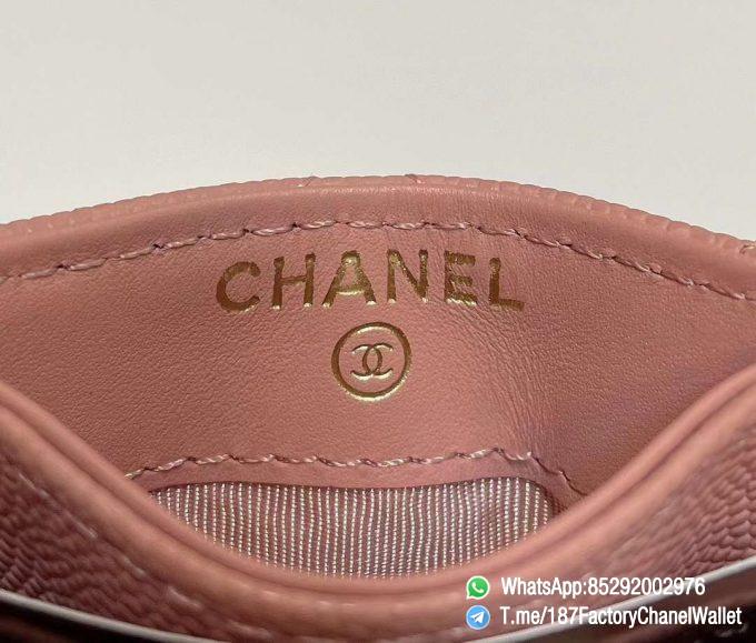 187 Factory Chanel Classic Card Holder Rouge Venitienne Pink Grained Shiny Gold Tone Metal 09