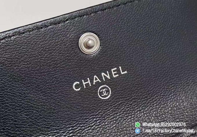 187 Factory Chanel 19 Flap Card Holder Black Shiny Lambskin Silver Tone Ruthenium Finish Metal 08