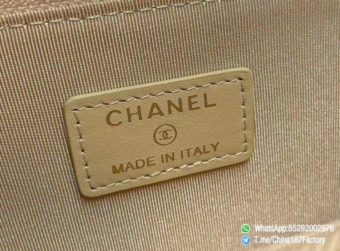 187 Factory Bags Chanel Classic Zipped Coin Purse with Card Slots Beige Grained Shiny Lambskin Gold Tone Metal 09