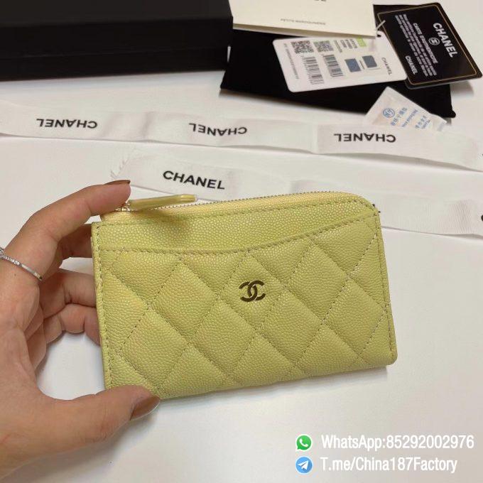 187 Factory Bags Chanel Classic Zipped Coin Purse with Card Slots Jaune Poussin Yellow Grained Shiny Lambskin Gold Tone Metal 01