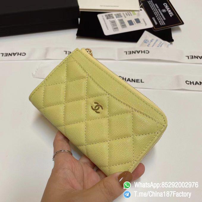 187 Factory Bags Chanel Classic Zipped Coin Purse with Card Slots Jaune Poussin Yellow Grained Shiny Lambskin Gold Tone Metal 02