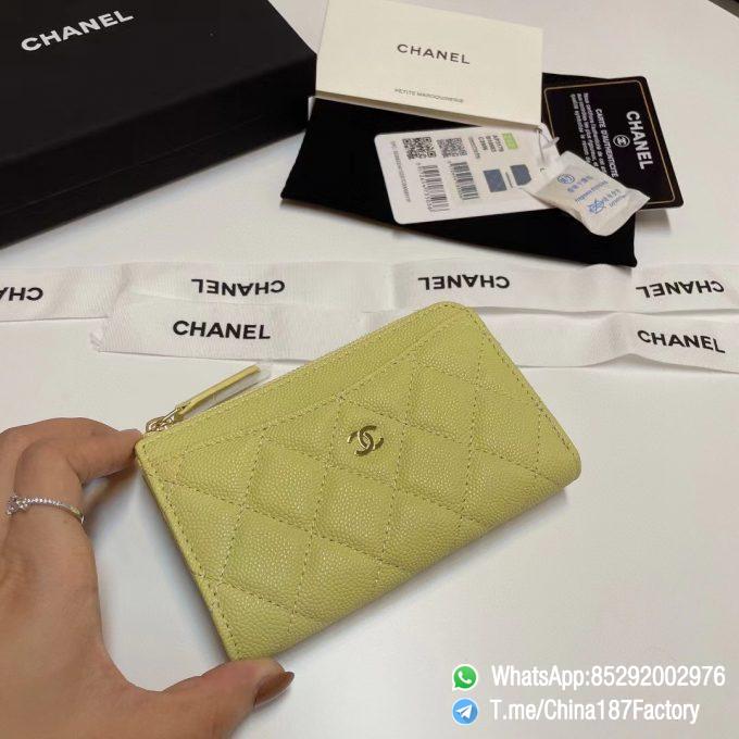 187 Factory Bags Chanel Classic Zipped Coin Purse with Card Slots Jaune Poussin Yellow Grained Shiny Lambskin Gold Tone Metal 03