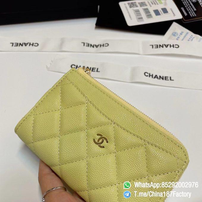 187 Factory Bags Chanel Classic Zipped Coin Purse with Card Slots Jaune Poussin Yellow Grained Shiny Lambskin Gold Tone Metal 04