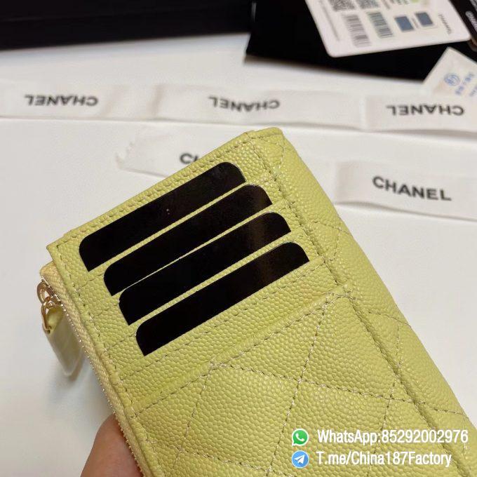 187 Factory Bags Chanel Classic Zipped Coin Purse with Card Slots Jaune Poussin Yellow Grained Shiny Lambskin Gold Tone Metal 06