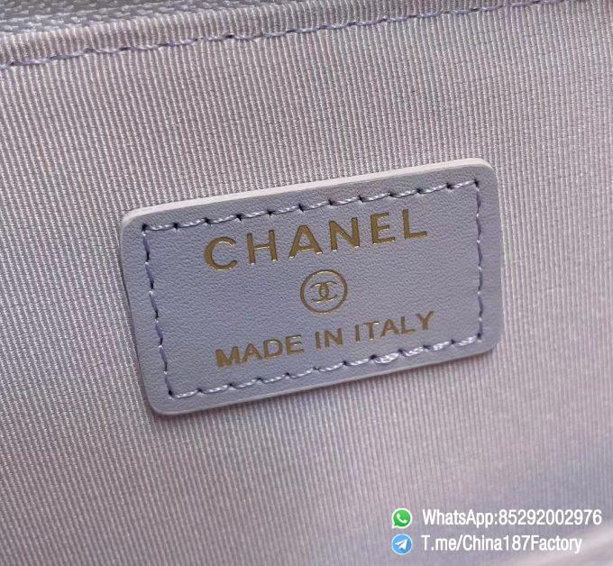 187 Factory Bags Chanel Classic Zipped Coin Purse with Card Slots Lilac Purple Grained Shiny Lambskin Gold Tone Metal 09