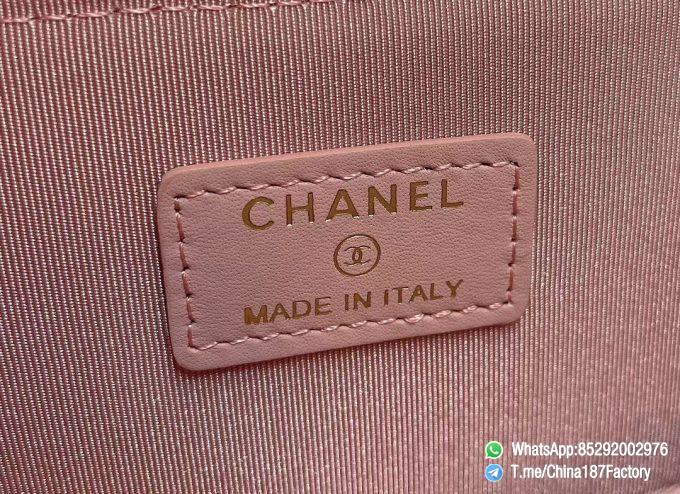 187 Factory Bags Chanel Classic Zipped Coin Purse with Card Slots Pink Grained Shiny Lambskin Gold Tone Metal 09