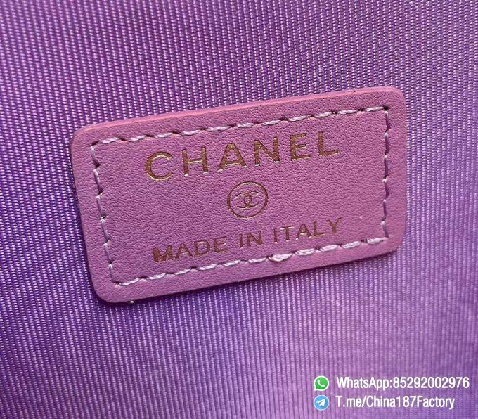 187 Factory Bags Chanel Classic Zipped Coin Purse with Card Slots Purple Grained Shiny Lambskin Gold Tone Metal 09