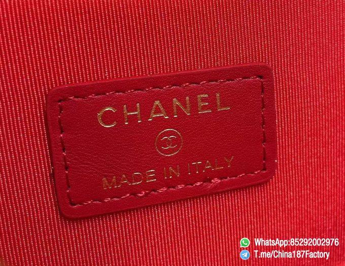 187 Factory Bags Chanel Classic Zipped Coin Purse with Card Slots Red Grained Shiny Lambskin Gold Tone Metal 09