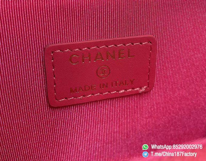 187 Factory Bags Chanel Classic Zipped Coin Purse with Card Slots Rose Lipstick Grained Shiny Lambskin Gold Tone Metal 09