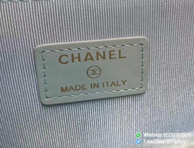 187 Factory Bags Chanel Classic Zipped Coin Purse with Card Slots Sky Blue Grained Shiny Lambskin Gold Tone Metal 09