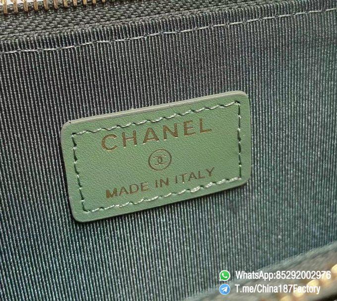 187 Factory Bags Chanel Classic Zipped Coin Purse with Card Slots Vert Benghal Green Grained Shiny Lambskin Gold Tone Metal 09