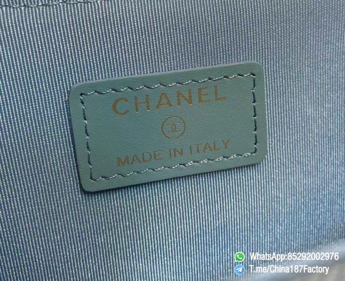 187 Factory Bags Chanel Classic Zipped Coin Purse with Card Slots Vert Blue Grained Shiny Lambskin Gold Tone Metal 09