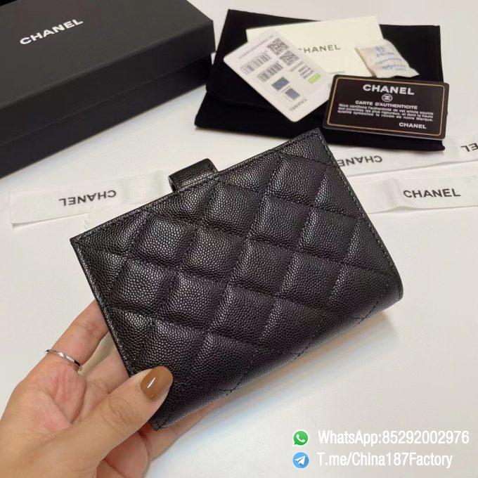 187 Factory Bags Chanel Multifunctional Passport Holder Black Grained Shiny Lambskin Gold Tone Metal 03