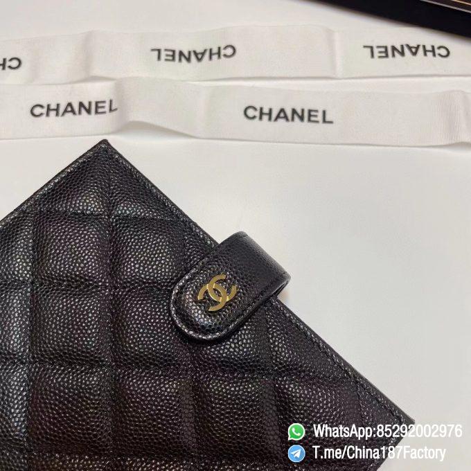 187 Factory Bags Chanel Multifunctional Passport Holder Black Grained Shiny Lambskin Gold Tone Metal 04