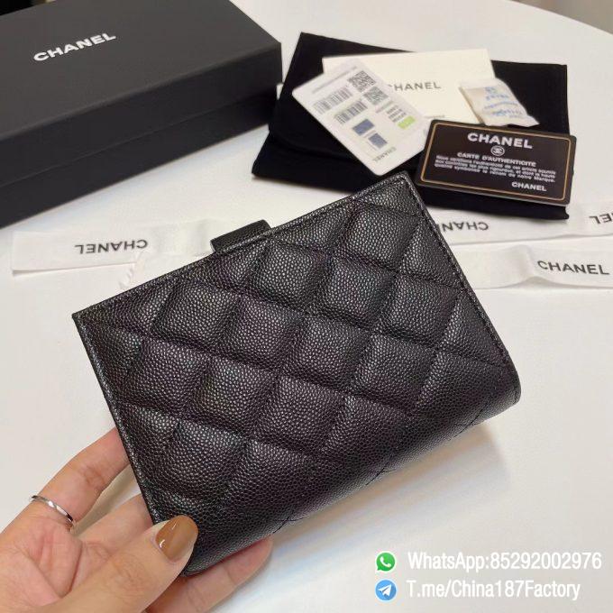 187 Factory Bags Chanel Multifunctional Passport Holder Black Grained Shiny Lambskin Silver Tone Metal 03