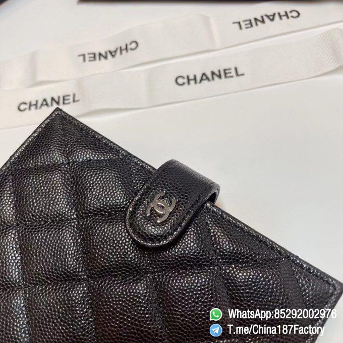 187 Factory Bags Chanel Multifunctional Passport Holder Black Grained Shiny Lambskin Silver Tone Metal 04