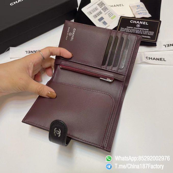 187 Factory Bags Chanel Multifunctional Passport Holder Black Grained Shiny Lambskin Silver Tone Metal 07