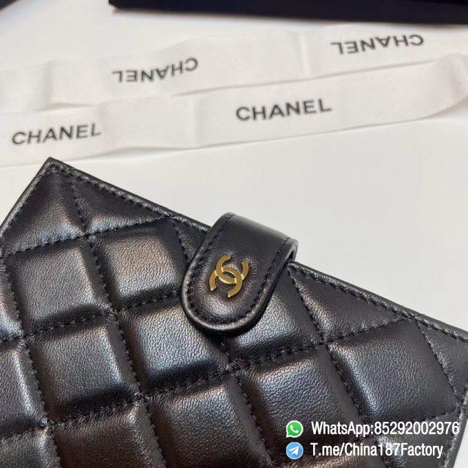 187 Factory Bags Chanel Multifunctional Passport Holder Black Shiny Lambskin Gold Tone Metal 04