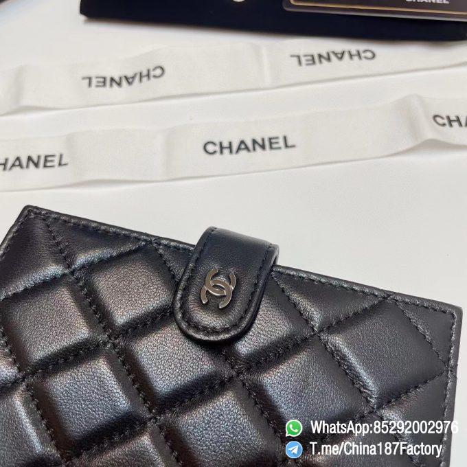 187 Factory Bags Chanel Multifunctional Passport Holder Black Shiny Lambskin Silver Tone Metal 04