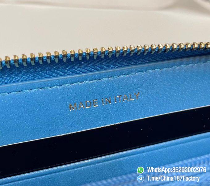 187 Factory Middle Chanel 19 Zipped Wallet Blue Shiny Lambskin Gold Tone Metal 08